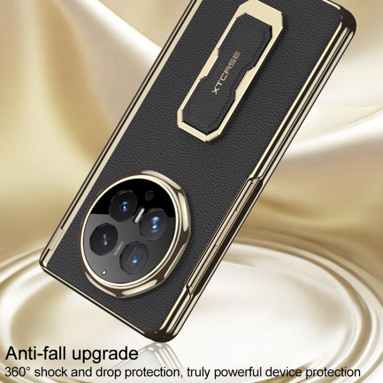 For Honor Magic V6 GKK Magnetic Folding Hinge Leather Phone Case with Wristband & Rotating Holder