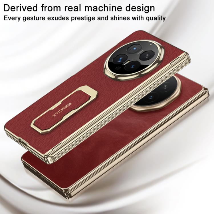 For Honor Magic V6 GKK Magnetic Folding Hinge Leather Phone Case with Wristband & Rotating Holder