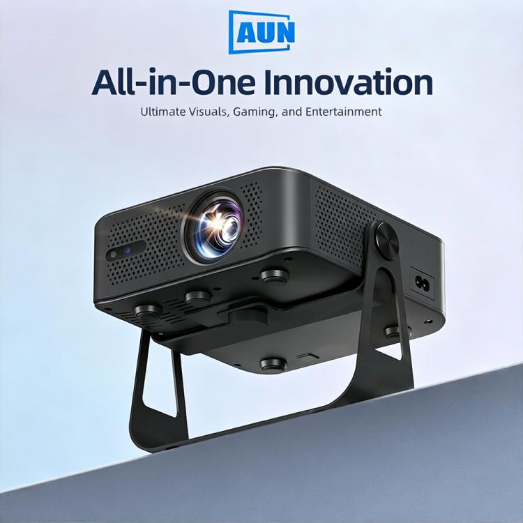 AUN A005 1080P 760ANSI LCD Display Smart Projector with Holder, Plug:EU Plug - Dark Grey