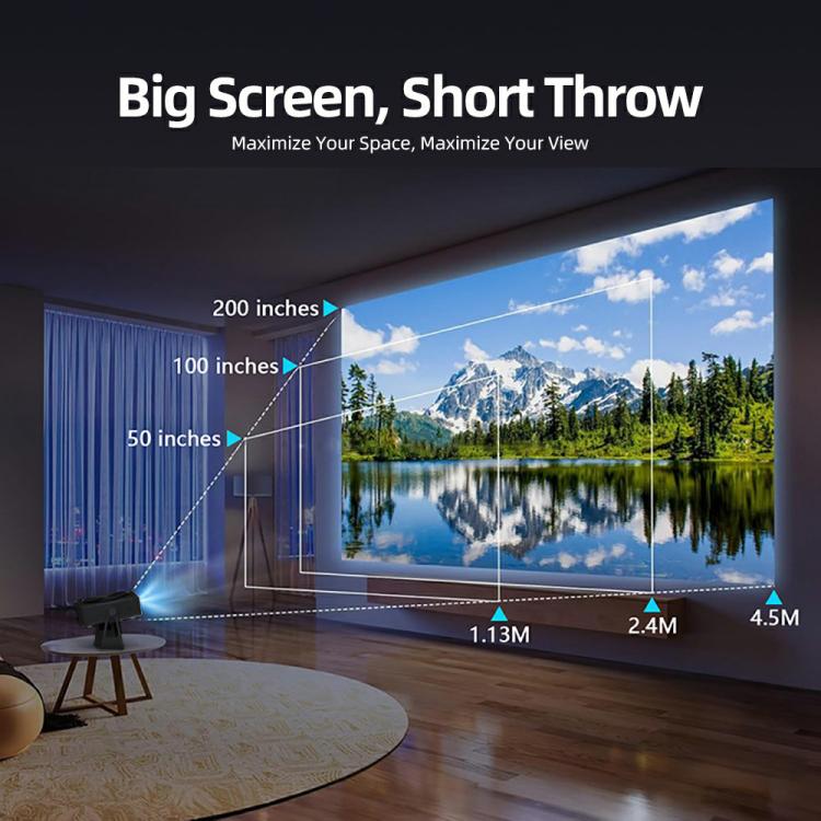 AUN A005 1080P 760ANSI LCD Display Smart Projector with Holder, Plug:EU Plug - Dark Grey