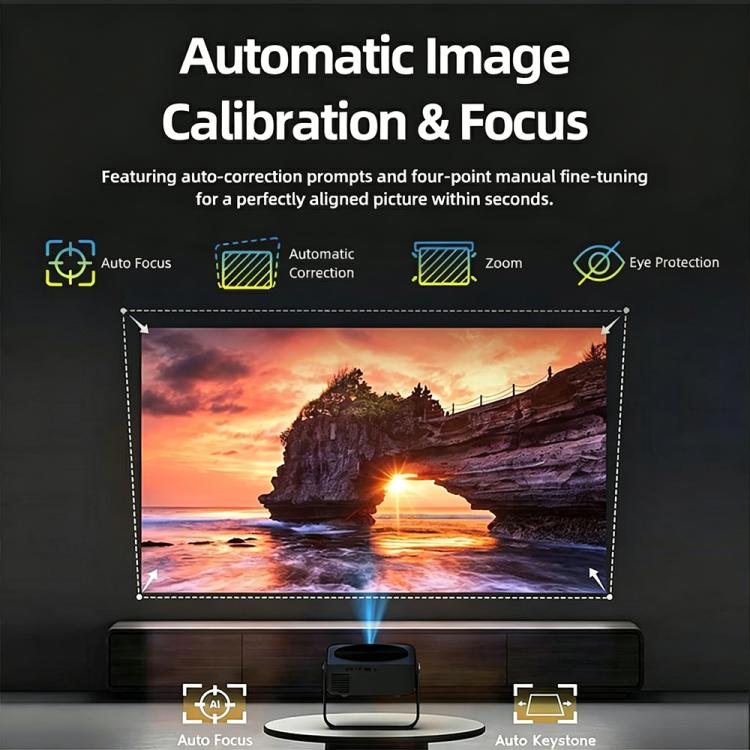 AUN A005 1080P 760ANSI LCD Display Smart Projector with Holder, Plug:UK Plug - Dark Grey