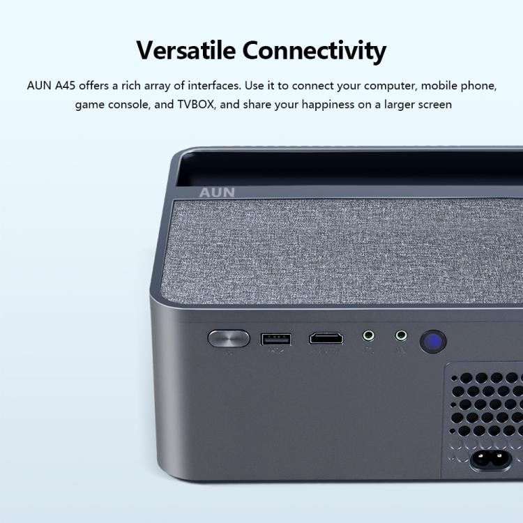 AUN A45 Pro 1080P Android ATV OS Smart Projector, Plug:AU Plug - Grey
