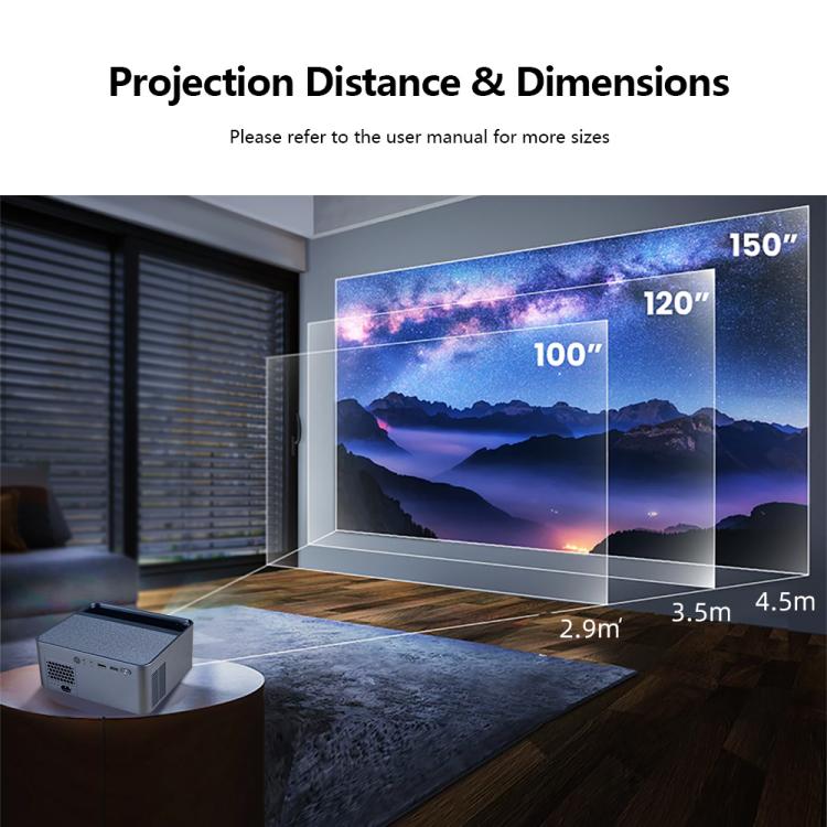AUN A45 Pro 1080P Android ATV OS Smart Projector, Plug:US Plug - Grey
