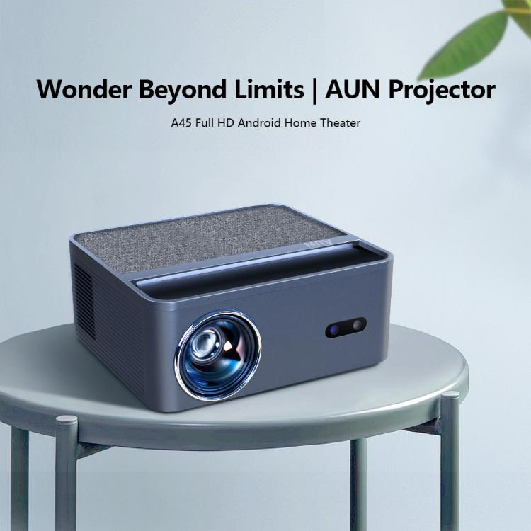AUN A45 Pro 1080P Android ATV OS Smart Projector, Plug:UK Plug - Grey