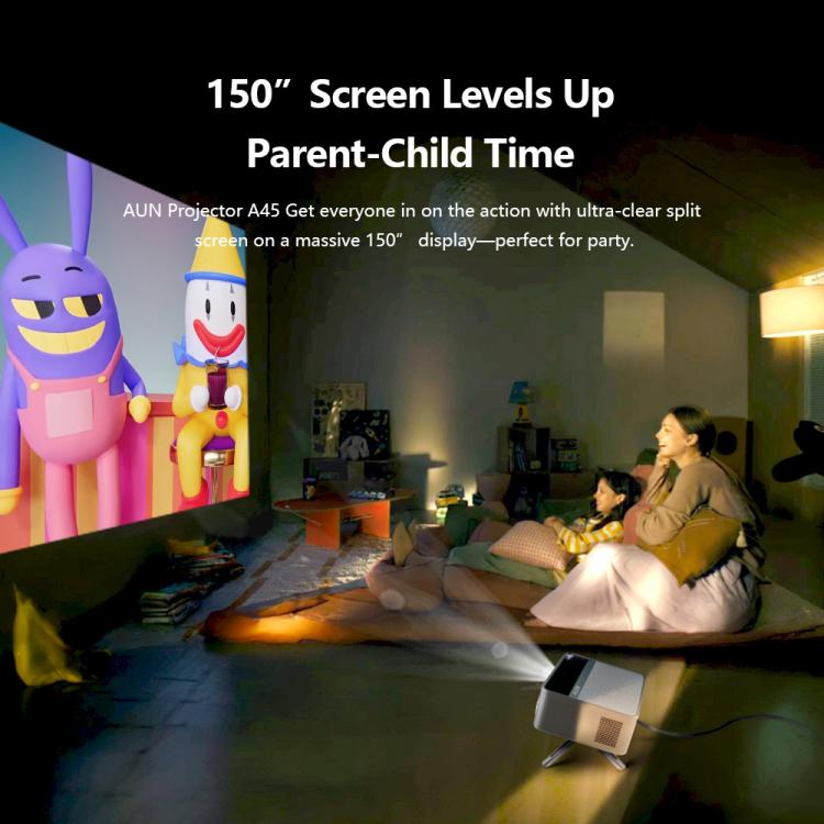 AUN A45 Pro 1080P Android ATV OS Smart Projector, Plug:AU Plug - Grey