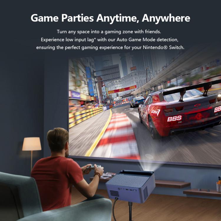 AUN A45 Pro 1080P Android ATV OS Smart Projector, Plug:UK Plug - Grey