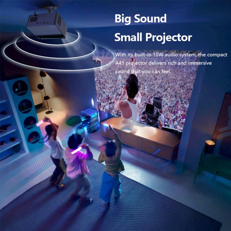 AUN A45 Pro 1080P Android ATV OS Smart Projector, Plug:US Plug - Grey