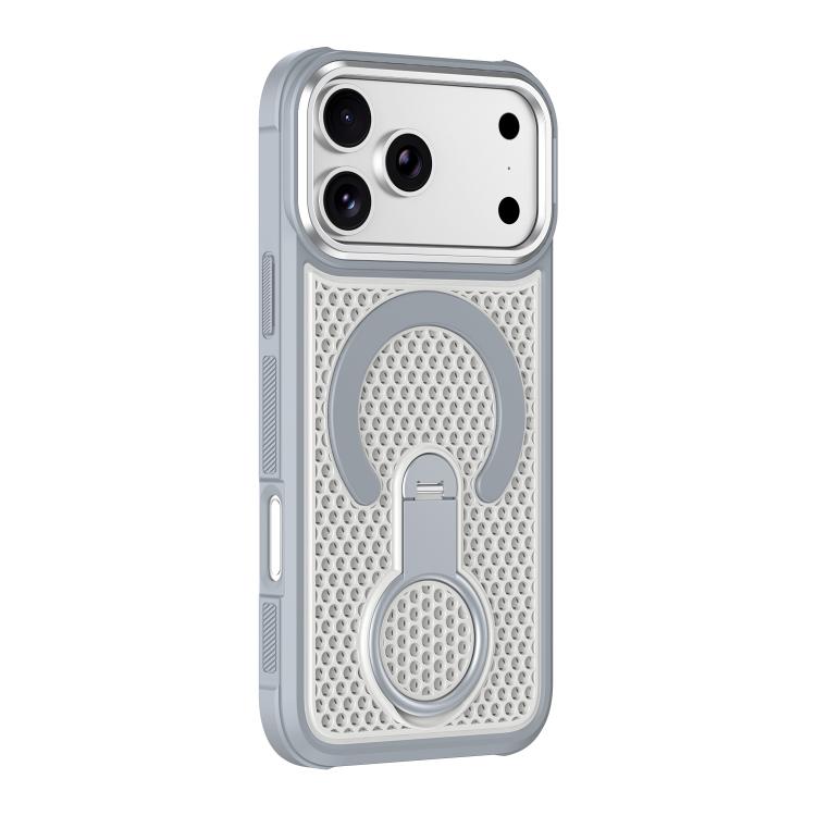 For iPhone 17 Pro Max Colorful Hollowed Cooling 360 Degree Rotation Ring Holder Magnetic Phone Case