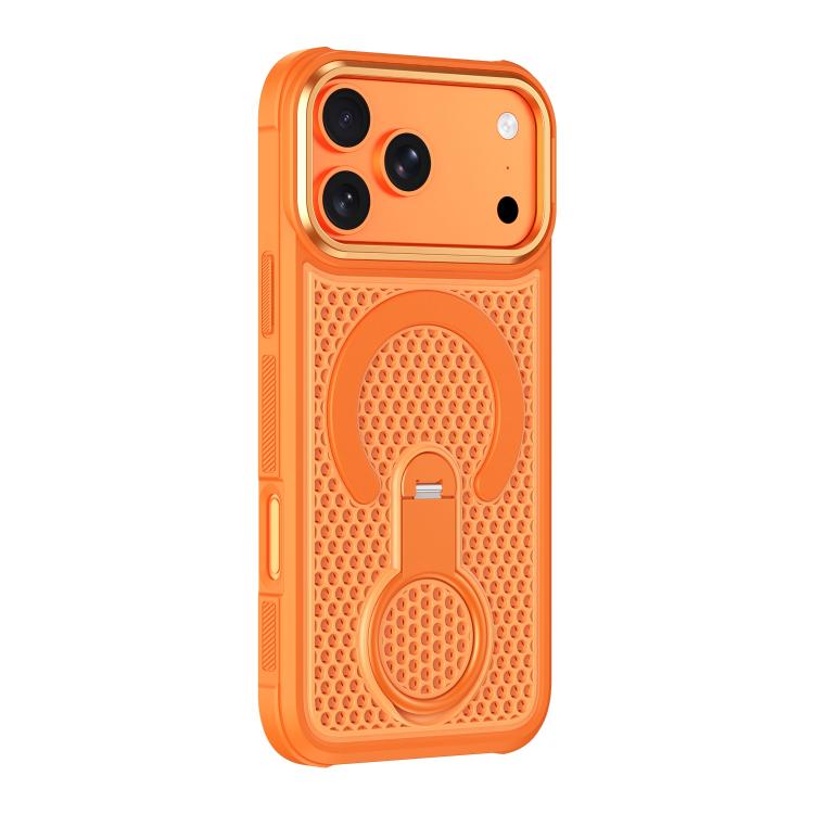 For iPhone 17 Pro Colorful Hollowed Cooling 360 Degree Rotation Ring Holder Magnetic Phone Case