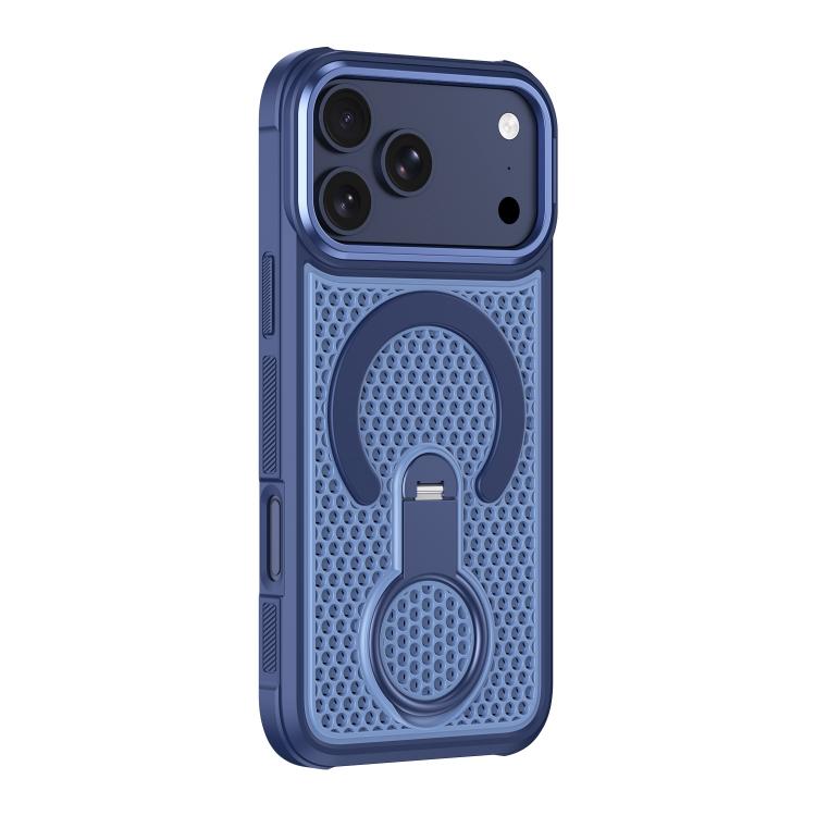 For iPhone 17 Pro Colorful Hollowed Cooling 360 Degree Rotation Ring Holder Magnetic Phone Case