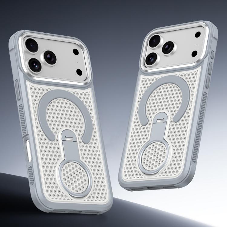 For iPhone 15 Pro Colorful Hollowed Cooling 360 Degree Rotation Ring Holder Magnetic Phone Case