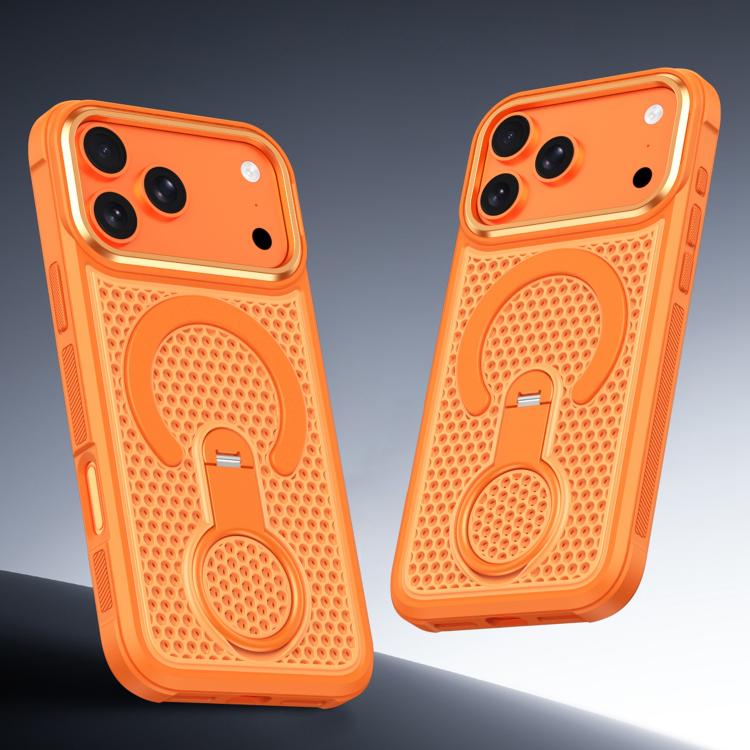 For iPhone 15 Colorful Hollowed Cooling 360 Degree Rotation Ring Holder Magnetic Phone Case