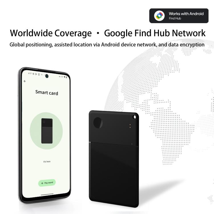 S22 Ultra-thin Card Type Mini GPS Global Smart Bluetooth Location Tracker Anti-lost Device - Black