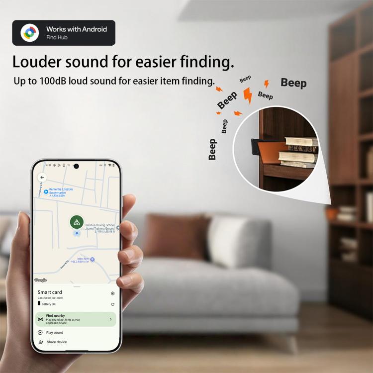 S22 Ultra-thin Card Type Mini GPS Global Smart Bluetooth Location Tracker Anti-lost Device - Black