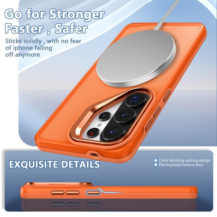 For Galaxy S26 Ultra 5G Metal Camera Holder Skin Matte Magnetic Phone Case