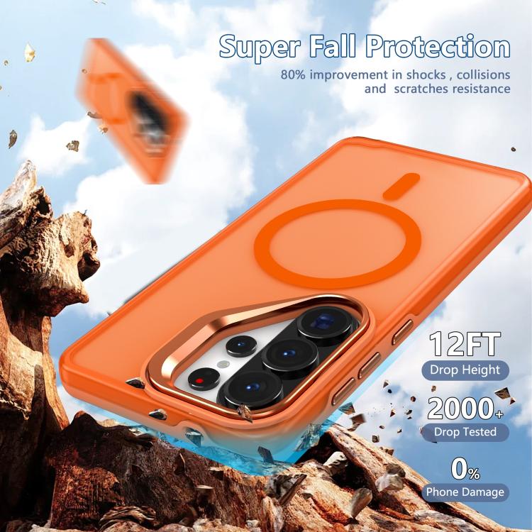 For Galaxy S26 Ultra 5G Metal Camera Holder Skin Matte Magnetic Phone Case