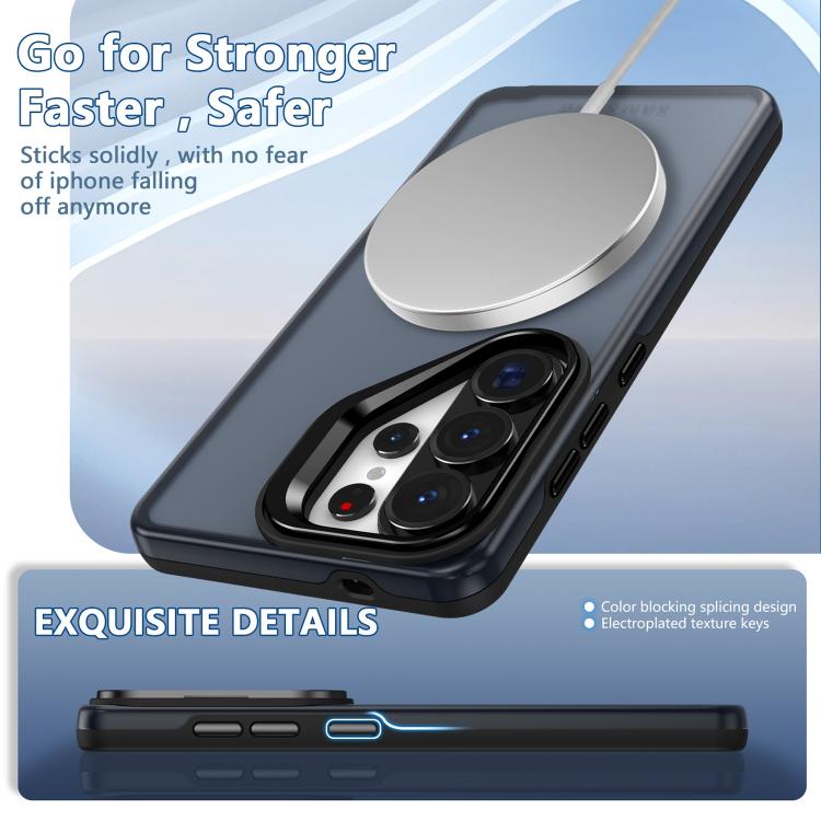 For Galaxy S26 Ultra 5G Metal Camera Holder Skin Matte Magnetic Phone Case