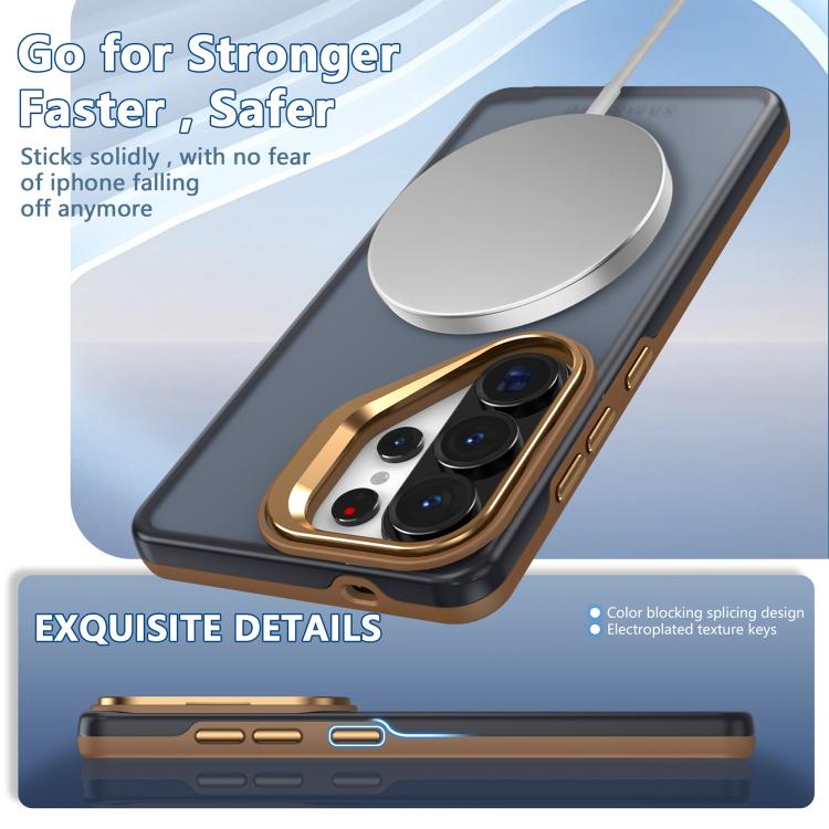 For Galaxy S26 Ultra 5G Metal Camera Holder Skin Matte Magnetic Phone Case