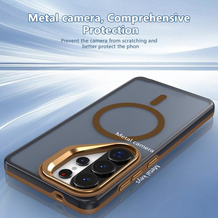 For Galaxy S26 Ultra 5G Metal Camera Holder Skin Matte Magnetic Phone Case