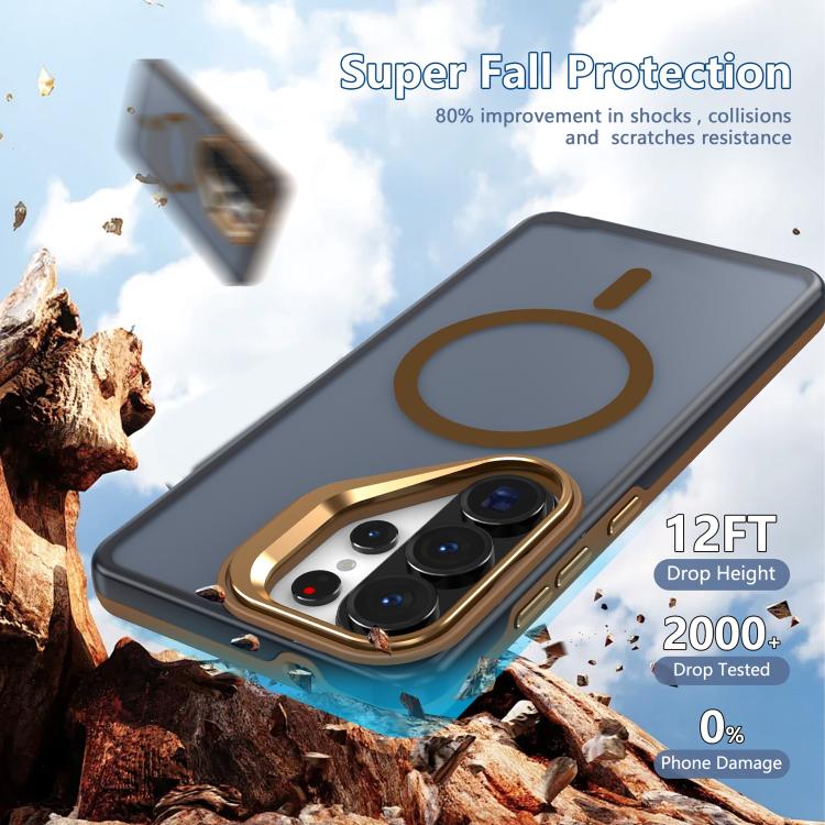 For Galaxy S26 Ultra 5G Metal Camera Holder Skin Matte Magnetic Phone Case