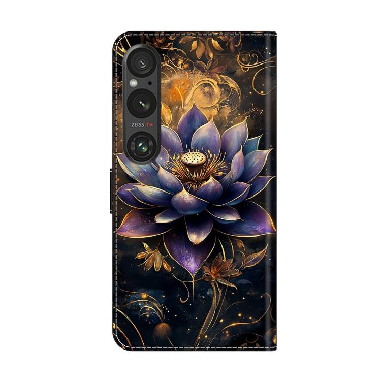 For Sony Xperia 1 V Crystal-Like Painted Vegan Leather Phone Case