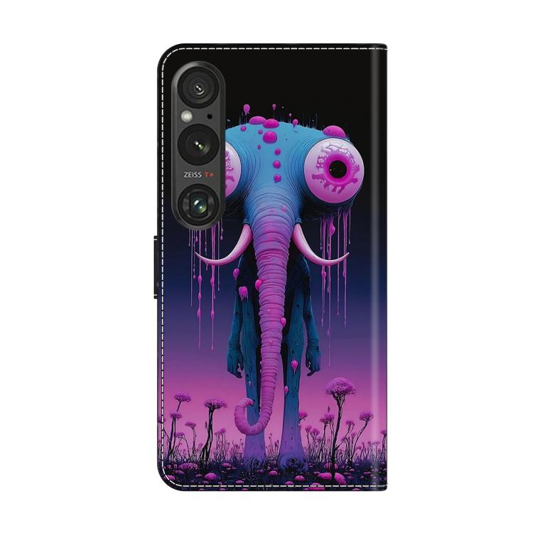 For Sony Xperia 1 V Crystal-Like Painted Vegan Leather Phone Case