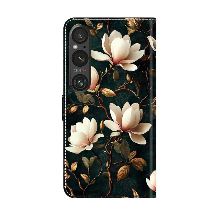 For Sony Xperia 1 V Crystal-Like Painted Vegan Leather Phone Case