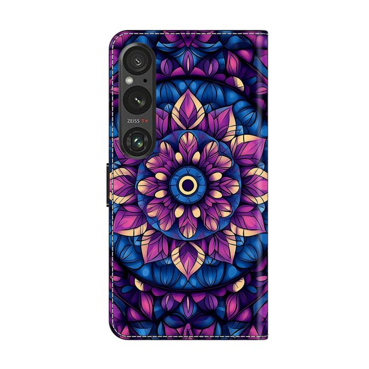 For Sony Xperia 1 V Crystal-Like Painted Vegan Leather Phone Case