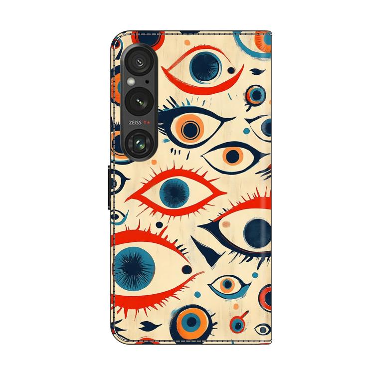 For Sony Xperia 1 V Crystal-Like Painted Vegan Leather Phone Case