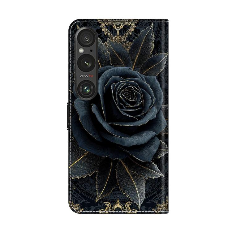 For Sony Xperia 1 V Crystal-Like Painted Vegan Leather Phone Case