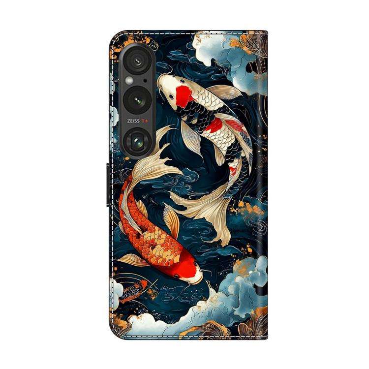 For Sony Xperia 1 V Crystal-Like Painted Vegan Leather Phone Case
