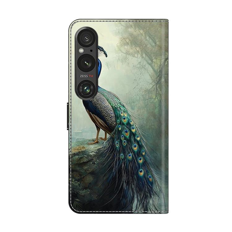 For Sony Xperia 1 V Crystal-Like Painted Vegan Leather Phone Case