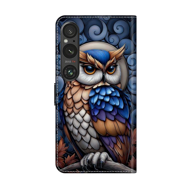 For Sony Xperia 1 V Crystal-Like Painted Vegan Leather Phone Case
