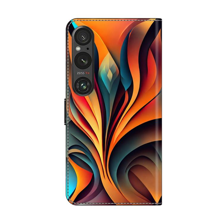 For Sony Xperia 1 V Crystal-Like Painted Vegan Leather Phone Case