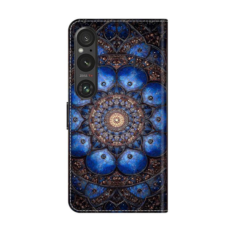 For Sony Xperia 1 V Crystal-Like Painted Vegan Leather Phone Case