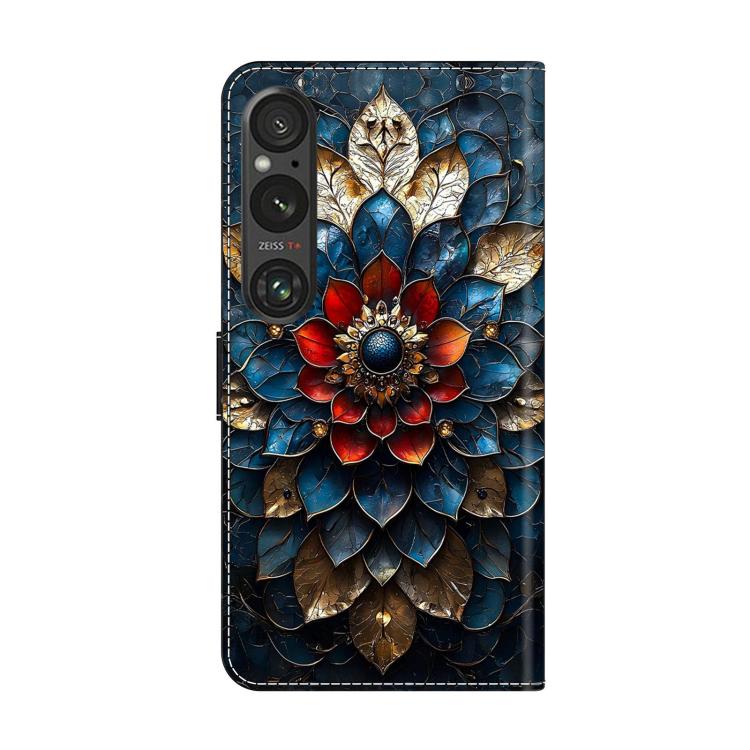 For Sony Xperia 1 V Crystal-Like Painted Vegan Leather Phone Case