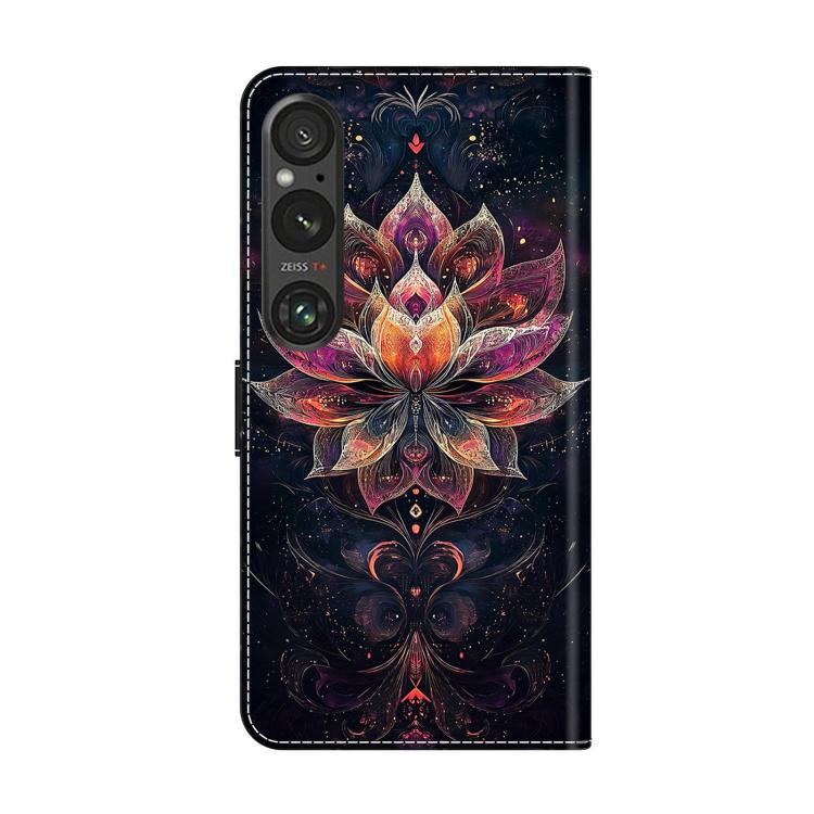 For Sony Xperia 1 V Crystal-Like Painted Vegan Leather Phone Case
