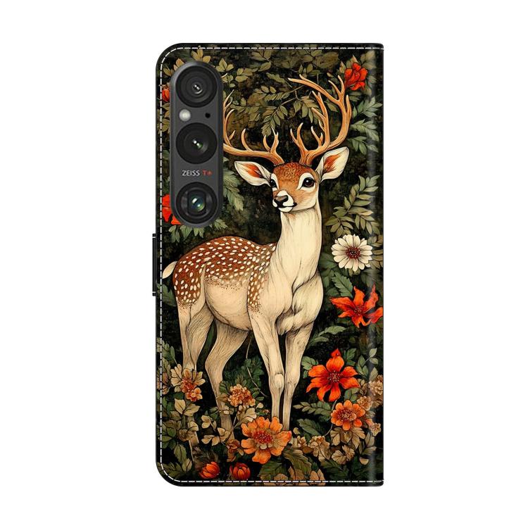 For Sony Xperia 1 V Crystal-Like Painted Vegan Leather Phone Case