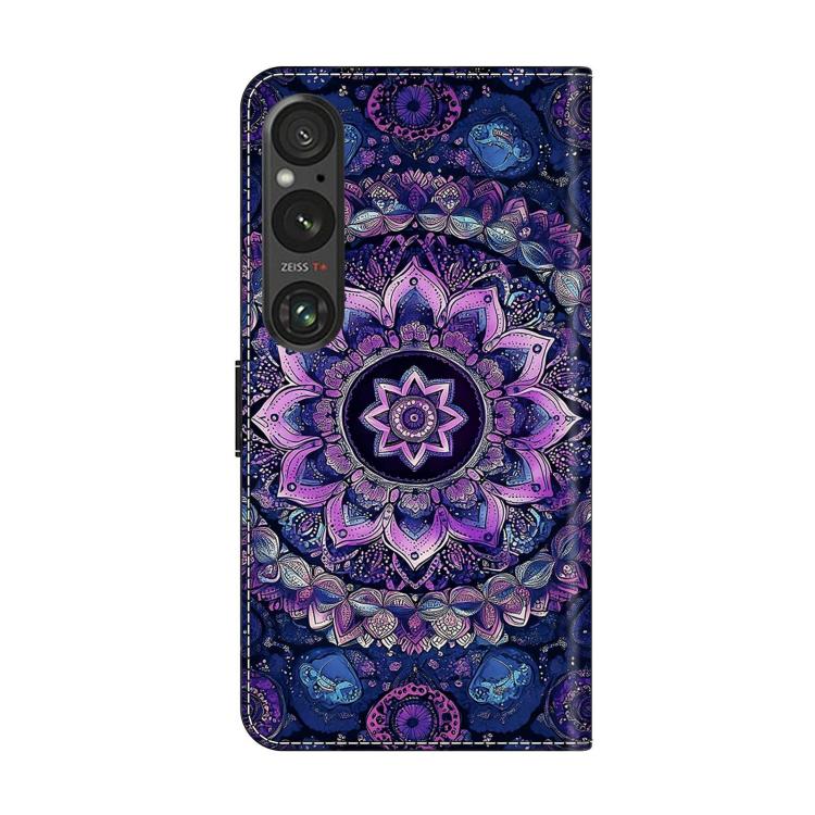 For Sony Xperia 1 V Crystal-Like Painted Vegan Leather Phone Case