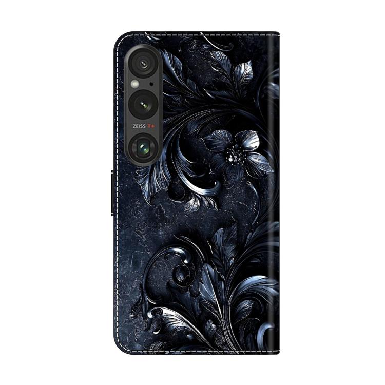 For Sony Xperia 1 V Crystal-Like Painted Vegan Leather Phone Case