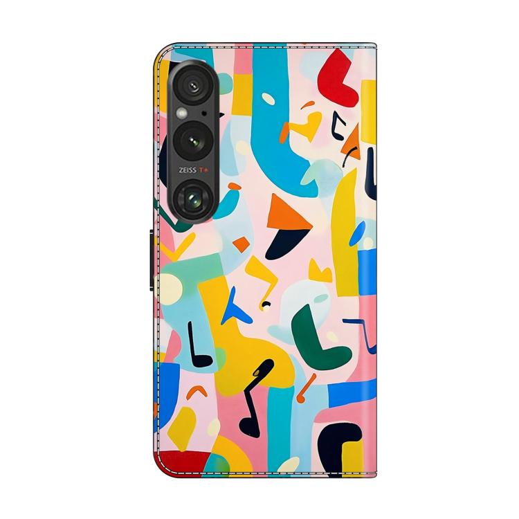 For Sony Xperia 1 V Crystal-Like Painted Vegan Leather Phone Case