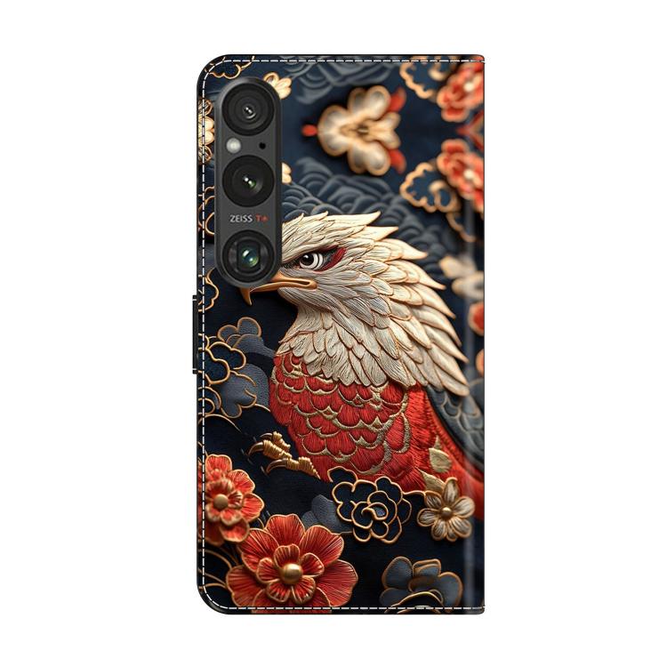 For Sony Xperia 1 V Crystal-Like Painted Vegan Leather Phone Case