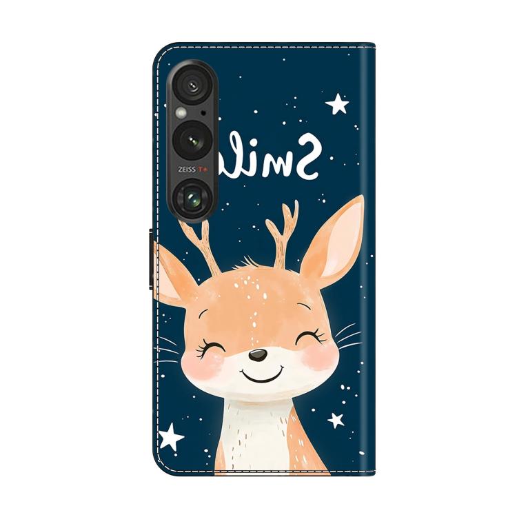 For Sony Xperia 1 V Crystal-Like Painted Vegan Leather Phone Case