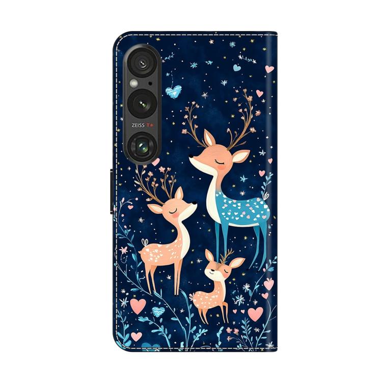For Sony Xperia 1 V Crystal-Like Painted Vegan Leather Phone Case