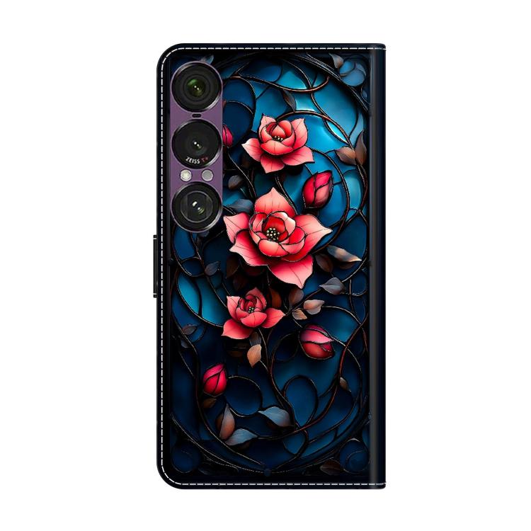 For Sony Xperia 1 VII Crystal-Like Painted Vegan Leather Phone Case