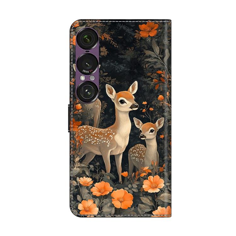 For Sony Xperia 1 VII Crystal-Like Painted Vegan Leather Phone Case