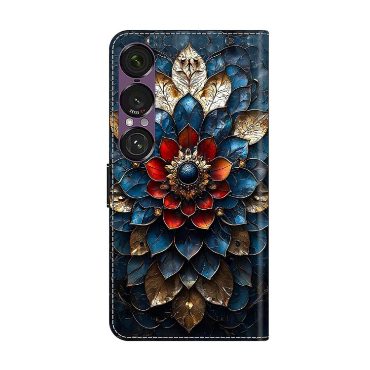 For Sony Xperia 1 VII Crystal-Like Painted Vegan Leather Phone Case