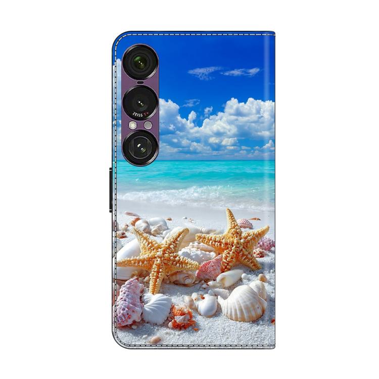For Sony Xperia 1 VII Crystal-Like Painted Vegan Leather Phone Case