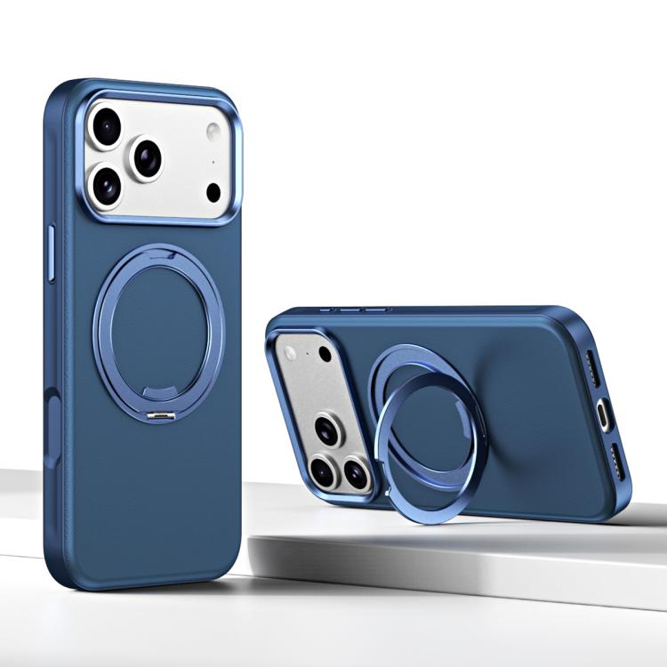 For iPhone 17 Pro Max Cloud Block Star Leather Series 360 Degree Rotation Holder Magnetic Phone Case