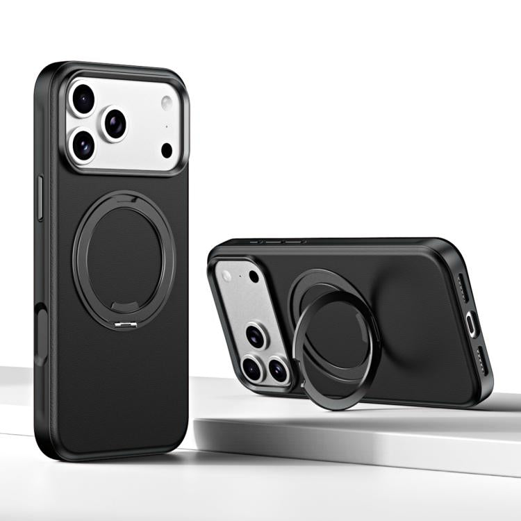 For iPhone 17 Pro Max Cloud Block Star Leather Series 360 Degree Rotation Holder Magnetic Phone Case